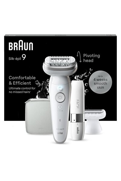 Braun Silk-epil 9 SES9-341 Epilator, 40 Tweezers, Wet & Dry, Cordless, White/...