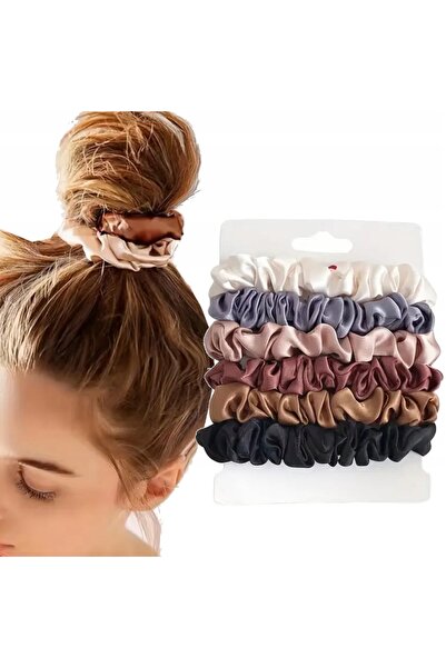 SNM Set Elastice de Par Scrunchies, SNM, Diametru 8 cm, 100% Satin Fin si Luc...