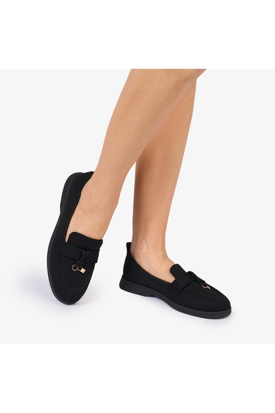 ANGEL BLUE MOCASINI dama TEXTIL CU DETALIU AURIU CRL1027 Culoare: NEGRU