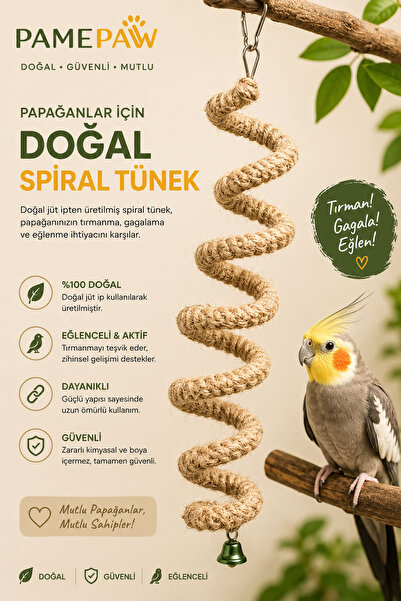 PAMEPAW Sultan Papağanı ve Boyutundaki Kuşlar İçin 90 cm Esnek Tünek ve Jüt İ...