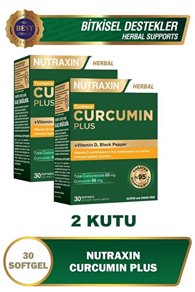 Nutraxin Curcumin Plus 30 Softgel - Vitamin D, Karabiber x2 Kutu