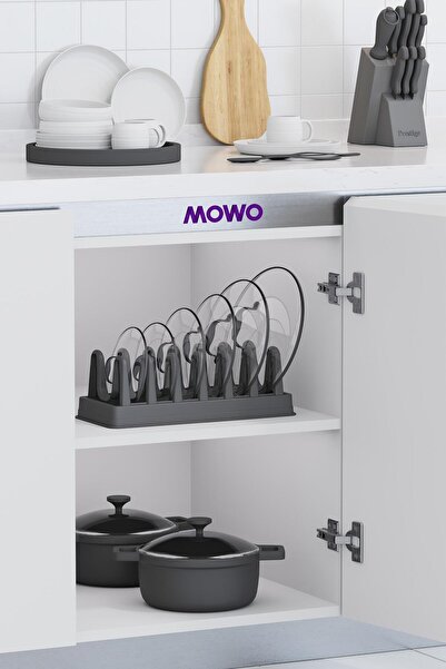 Mowo Home 2 Adet Siyah Tencere Kapağı Organizeri, Tabaklık, Bulaşıklık, Tabak ve Kapak Organizeri