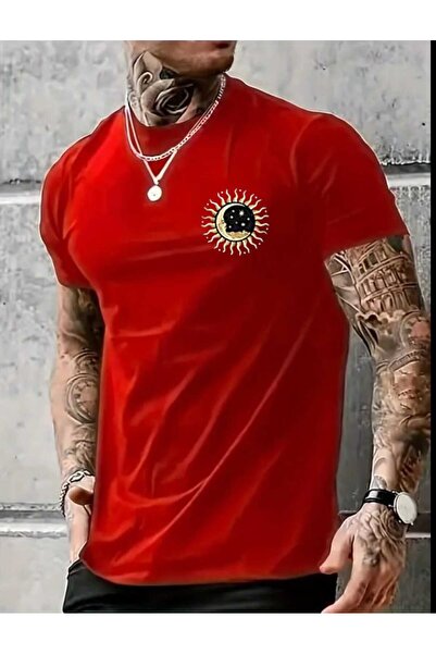 tkn your style تيشيرت قطني بتصميم طباعة الشمس للرجال