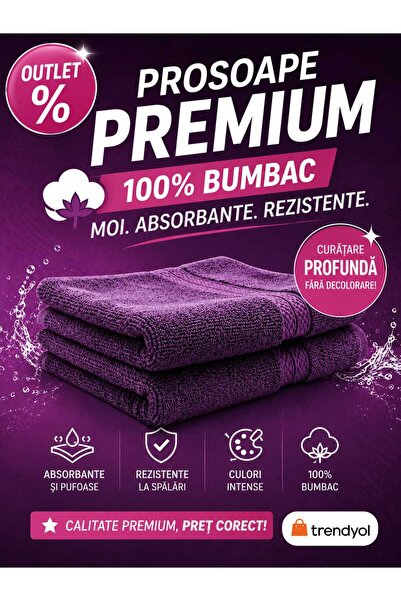 ANY SHOP MARKET Set 2 Prosoape Baie 70x130 cm, 100% Bumbac Premium, Absorbție...