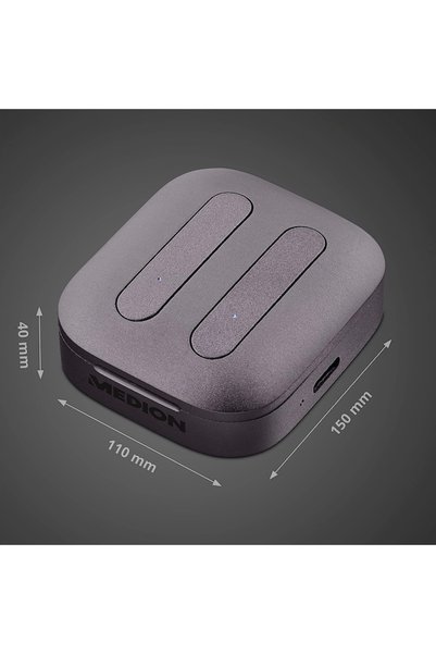 medion Căști in-ear MD 45204 TWS True Wireless, funcție hands-free până la 13 ore, baterie, stație de încărcare, compacte și ușoare, titan