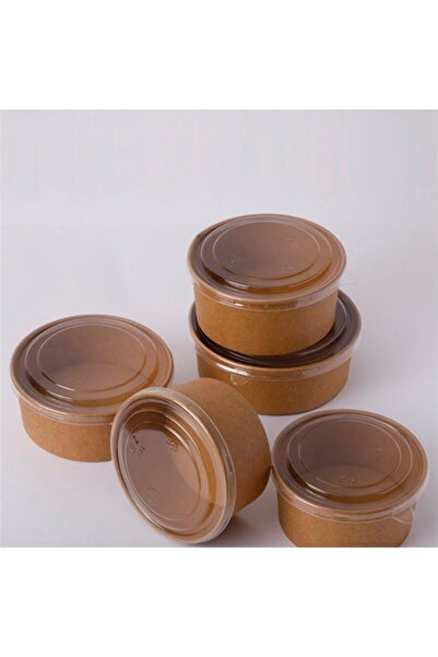 L'Opaline 1100 CC Kraft Karton Organik Salata Kasesi Kapaklı Bowl 1 Adet