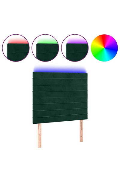 vidaxl Tăblie de pat cu LED, verde închis, 90x5x118/128 cm, catifea