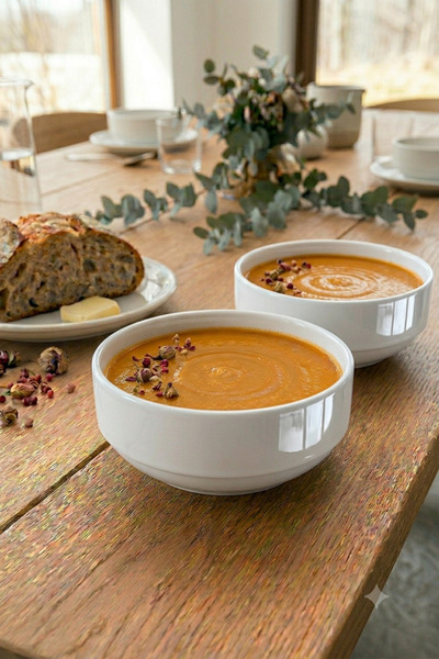 GÜRALLAR 12 cm Porcelain Soup Bowl 12 Pieces White
