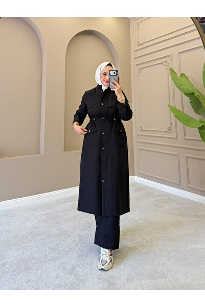 moda4b Women's 2 Piece Double Crepe Set Buttoned Long Tunic and Wide Leg Pant...
