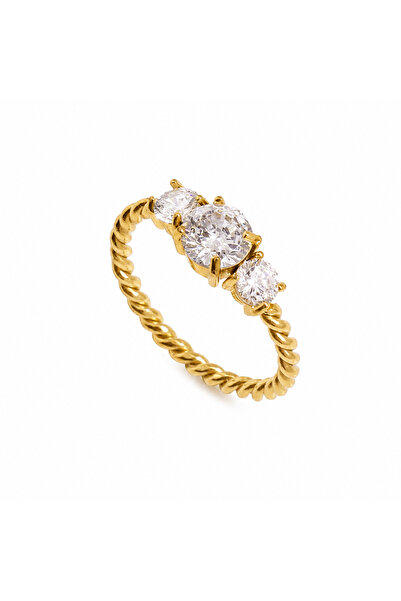 YVA Jewelry Inel din oțel inoxidabil rezistent la apă, placat cu aur 'Phaedra'
