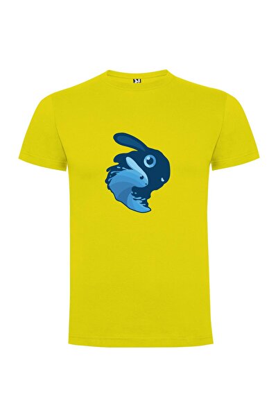iLovePrints Blue Bunny Mascot Illustration Tshirt