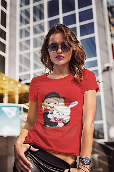 iLovePrints Happy Cartoon Character with Bunny Tshirt