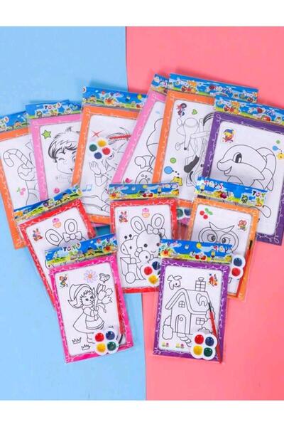 skycott 10-Pack Mini Watercolor Coloring Pages with Palette and Brush - Kids'...
