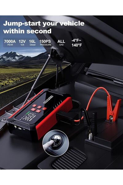 OGORI NEW 7000A Jump Starter with Air Compressor, 21800mAh Car Battery Jump Starter (All Gas/16.0L Diesel)