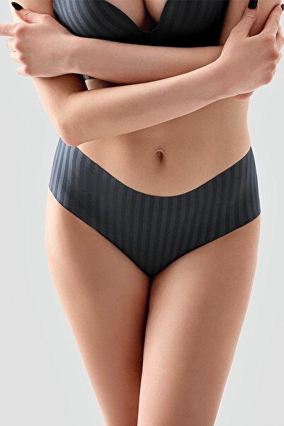 cotonhause Women's Laser Cut Hipster Anthracite Panties C2T1N2963
