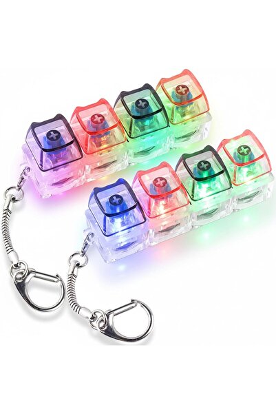 Qifit LED Işıklı Fidget Anahtarlık Klavye 2'li Set, Stres Giderici Oyuncak, M...