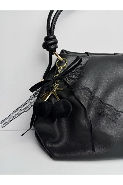 JUST WOMAN Cherry Ribbon Lace Gold Imported Bag Charm