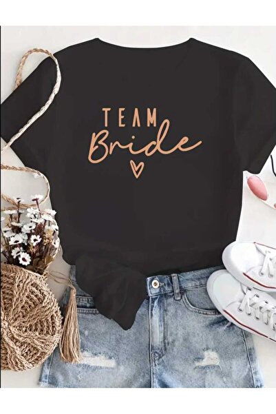 JENOLAN Team bride printed oversize loose boyfriend t-shirt bridal concept