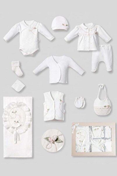 Cantoy Baby Girl 11-Piece Hospital Discharge Set with Rose Embroidered Vest -...
