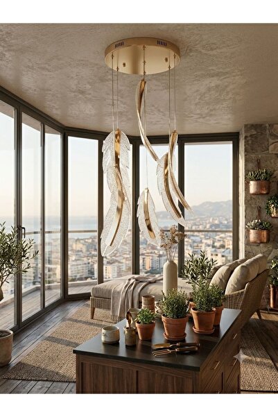 ZM AYDINLATMA 7'Lİ YAPRAK MODEL LEDLİ AVİZE
