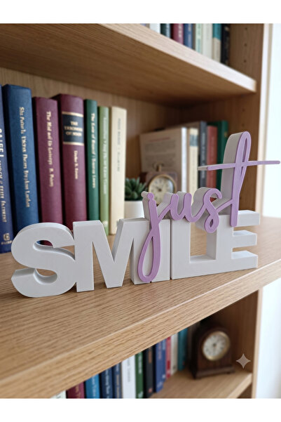PoplyBizz3D Just Smile Dekoratif Yazı - 3D Masaüstü Biblo, Kitaplık ve Raf Sü...