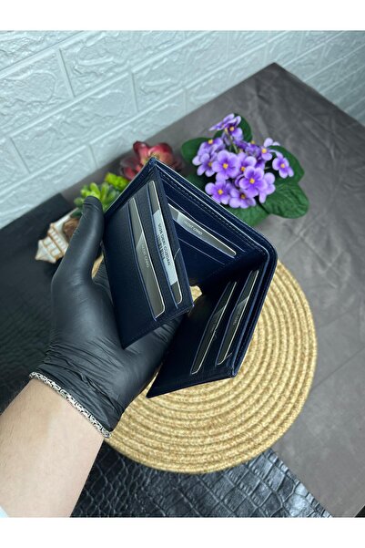 WAKHA Genuine Leather Three-Fold Men's Wallet with Transparent Window and Mul...