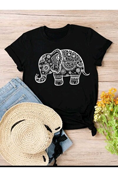 JENOLAN Slon Fil Štampano Oversize kroj Ležerni dečko unisex T-shirt