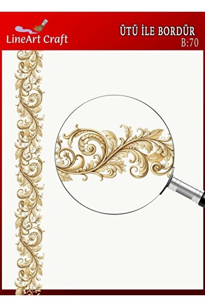 LİNEART Iron-On Border Rubon Transfer Printing Wood & Fabric Transfer No.:B70...