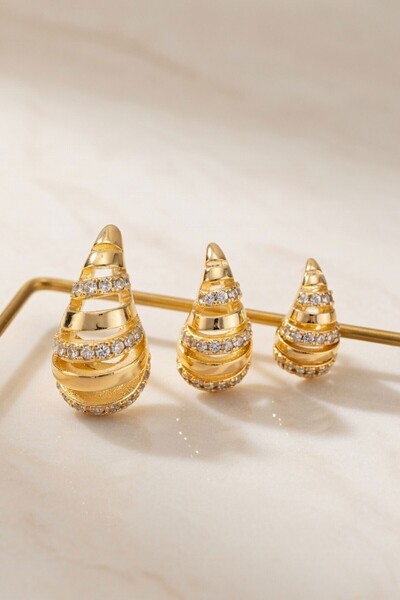 bacc Gold 3-Piece Stone Earrings