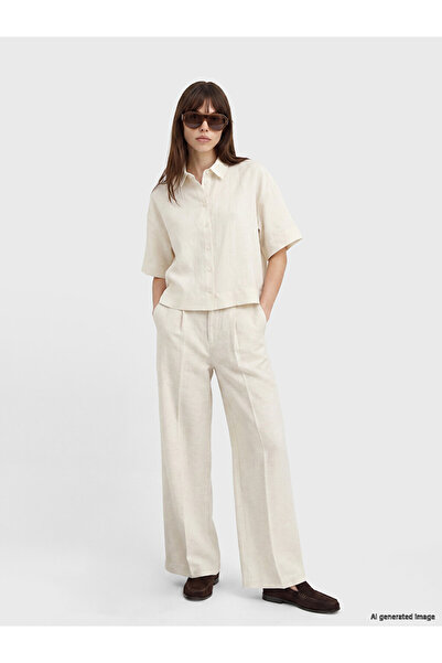 LC Waikiki I Relaxed Fit Linen-Blend Women's Pleated Trousers from Freezen Store