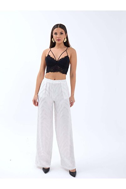 CKM MODA بنطلون هايل باليزو منقوش إكرو