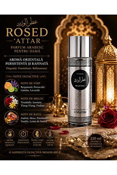 V.V LOVE Parfum Arabesc Rosed Attar 220 ml pentru Femei – Aromă Orientală Per...