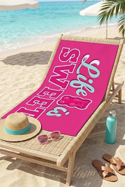 Haribo Teddy Bear Patterned Pink Beach Towel