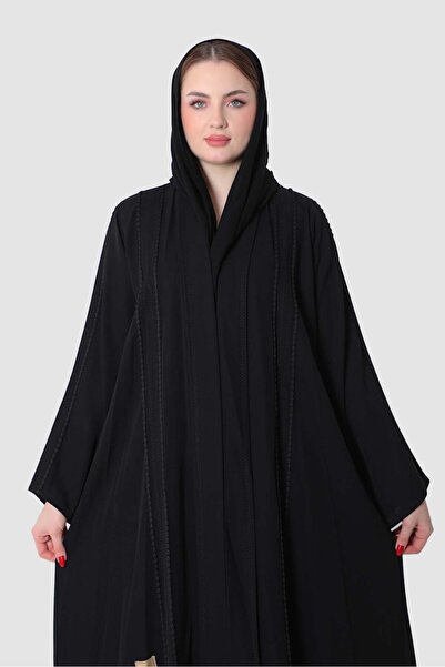 Stylish Fashion عباية من ستايلش فاشن لف باللون الاسود نص كلوش