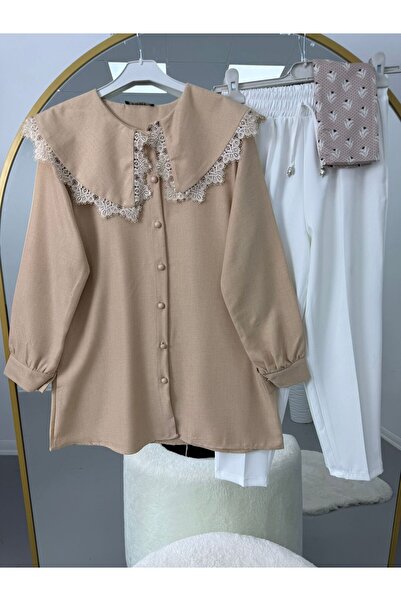 modasindoma Lace Collar Detailed Trouser Suit
