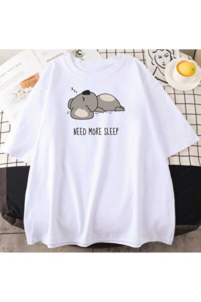 JENOLAN Sleeping mouse Printed Oversized loose boyfriend t-shirt