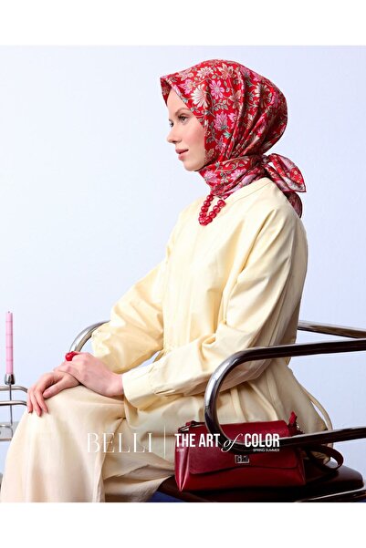 Belli Twill Silk Scarf Red, Pink