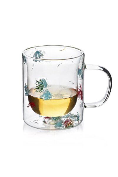 MONDEX Cană cu perete dublu din sticlă borosilicată PETER FLOWERS Floral 400 ...