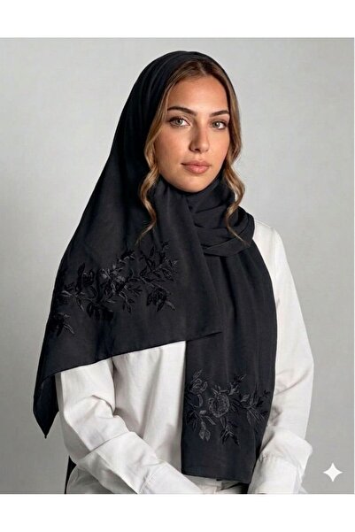 Veil Designer طرحه بوال طبقتين بتطريز علي الطرفين قماش ياباني 190*60