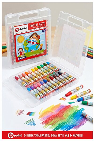 Artmaster 24 لونًا من أقلام الباستيل مع حقيبة بلاستيكية 1 عبوة من أقلام الباس...