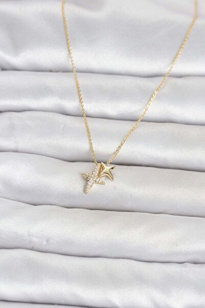 Inure Jewelry Brass Gold Color Minimal Polar Star Model Women's Necklace