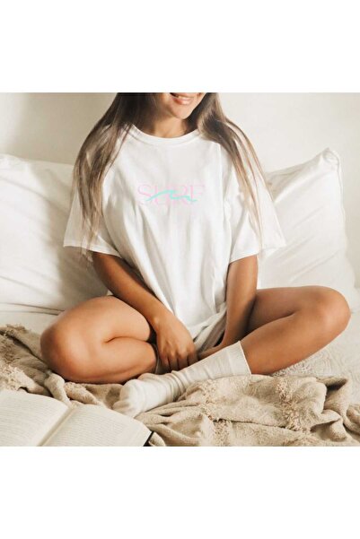 JENOLAN Surf Napisano Štampano Oversize kroj Ležerni Dečko T-shirt