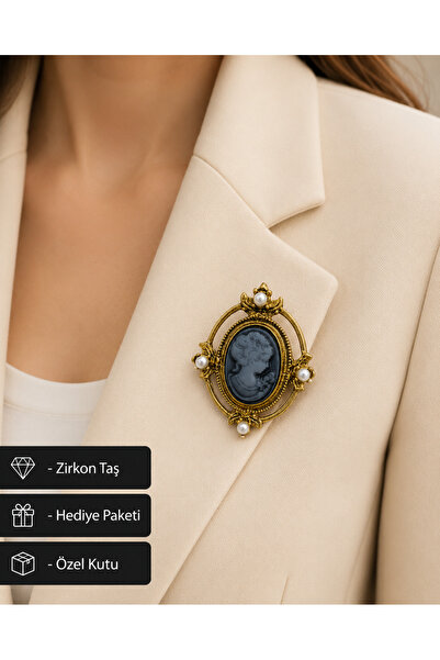 HER ŞEY NOTA www.herseynota.com İnci Detaylı Vintage Cameo Kadın Broşu – Klas...