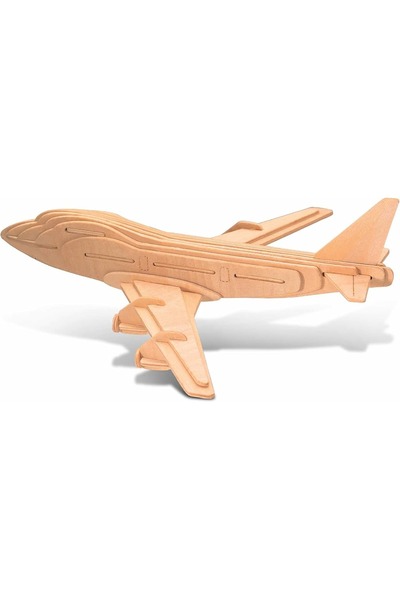 abnturk Ahşap Puzzle Oyuncak Ahşap 3D Yapboz Ahşap Maket Uçak Boyanabilir Laz...