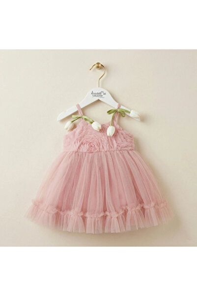Momercy Baby Girl Child Rose Embossed Tulip Detailed Birthday Party Wedding S...