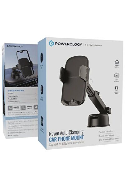 Powerology Raven Auto-Clamping Car Phone Mount Black