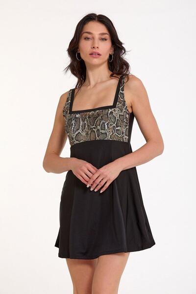 Argento Women's Square Neck Leopard Dress Swimsuit C6T2N038750