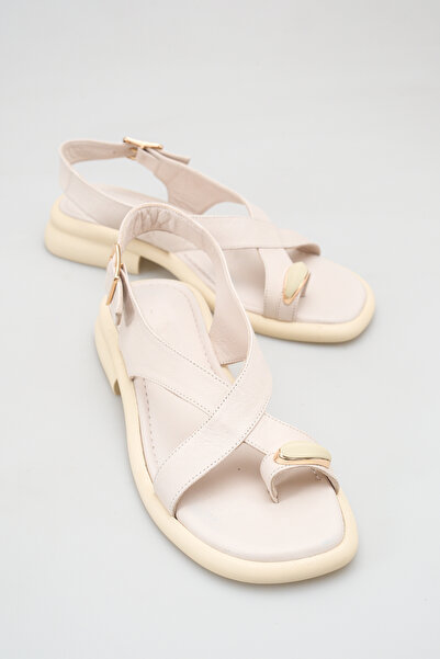 Solo Bag Women's Genuine Leather Stone Detailed Flip-Flops Daily Stylish Comf...