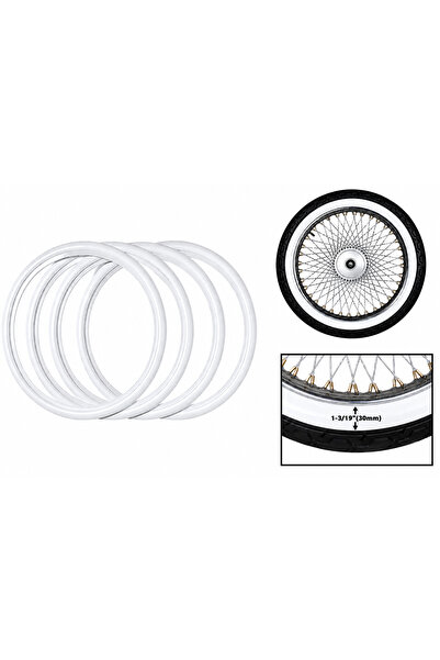 Omega 19 İnç Motorsiklet Beyaz Yanak Görünümlü Lastik Aksesuarı 30 mm 4 Adet Set
