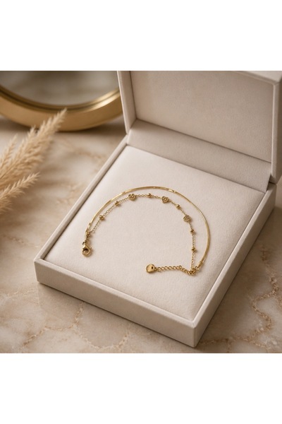Alissa Accessories ALİSSA 14K GOLD 316L ÇELİK KARARMAZ HALHAL 21CM + 5CM UZAT...